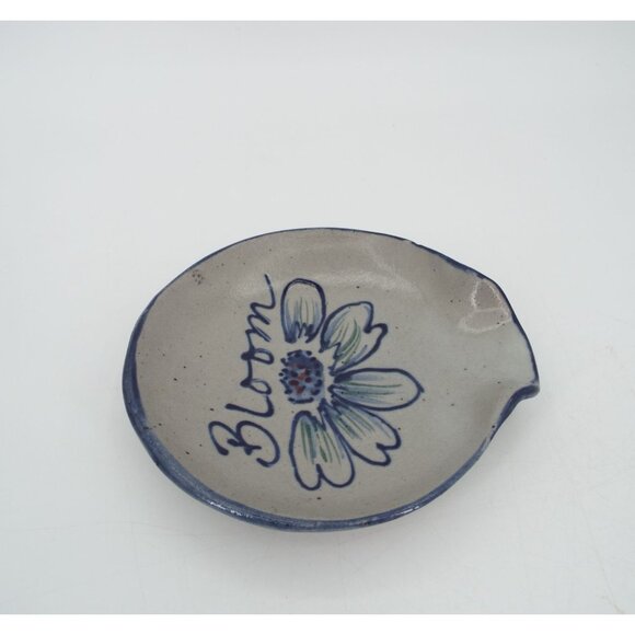 Rowe Pottery Salt Glazed Stoneware Floral Bloom Spoon Rest - Picture 11 of 11